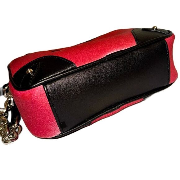 Juicy Couture Hollyhock Candy Pink Velour & Black Faux Leather Crossbody Bag - Picture 6 of 15